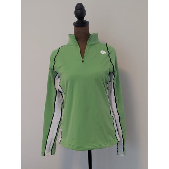Descente Tops - Descente 1/4 Zip Kelly Green White Stripe Ski Cycling Pullover Sweater Sz US 6